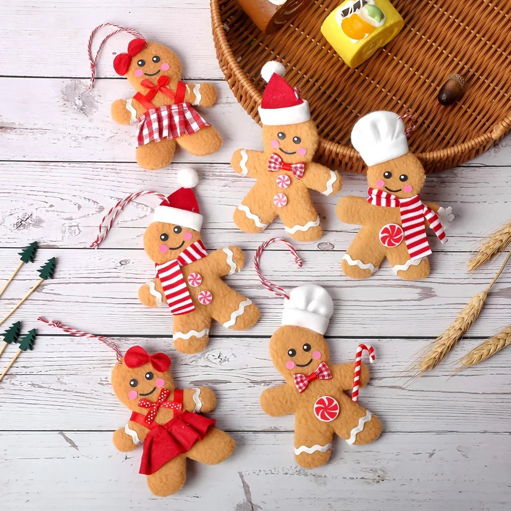 S Gingerbread for Man Christmas Tree Decorations Set with Smiling Faces, Posable Arms & Expressive Eyes... - House Of Avana