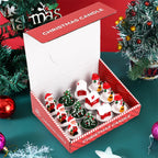 Wax Christmas Candles with Santa and Snowman Designs in Red and White, alternate view - House Of Avana