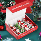Wax Christmas Candles with Santa and Snowman Designs in Red and White, alternate view - House Of Avana