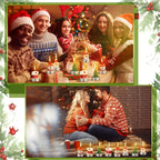 Wax Christmas Candles with Santa and Snowman Designs in Red and White, angled view - House Of Avana