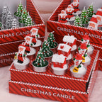Wax Christmas Candles with Santa and Snowman Designs in Red and White - House Of Avana