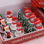 Wax Christmas Candles with Santa and Snowman Designs in Red and White - House Of Avana