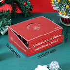 Wax Christmas Candles with Santa and Snowman Designs in Red and White, top view - House Of Avana