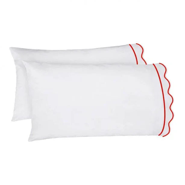 400TC Cotton Scallop Embroidery & Border Sateen Solid Sheet Set PushpLinen