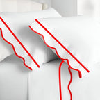 400TC Cotton Scallop Embroidery & Border Sateen Solid Pillowcases (Set Of 2) PushpLinen