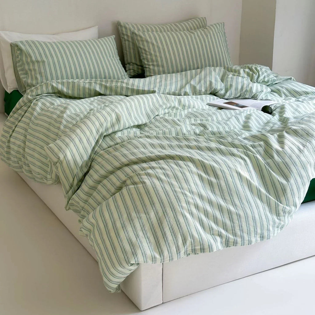 Refreshing Stripe Bedding Set / Forest Green Ever Lasting