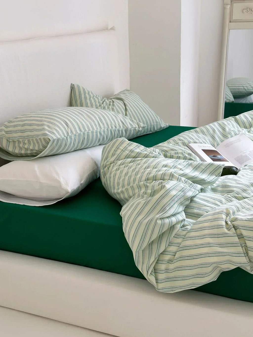 Refreshing Stripe Bedding Set / Forest Green Ever Lasting