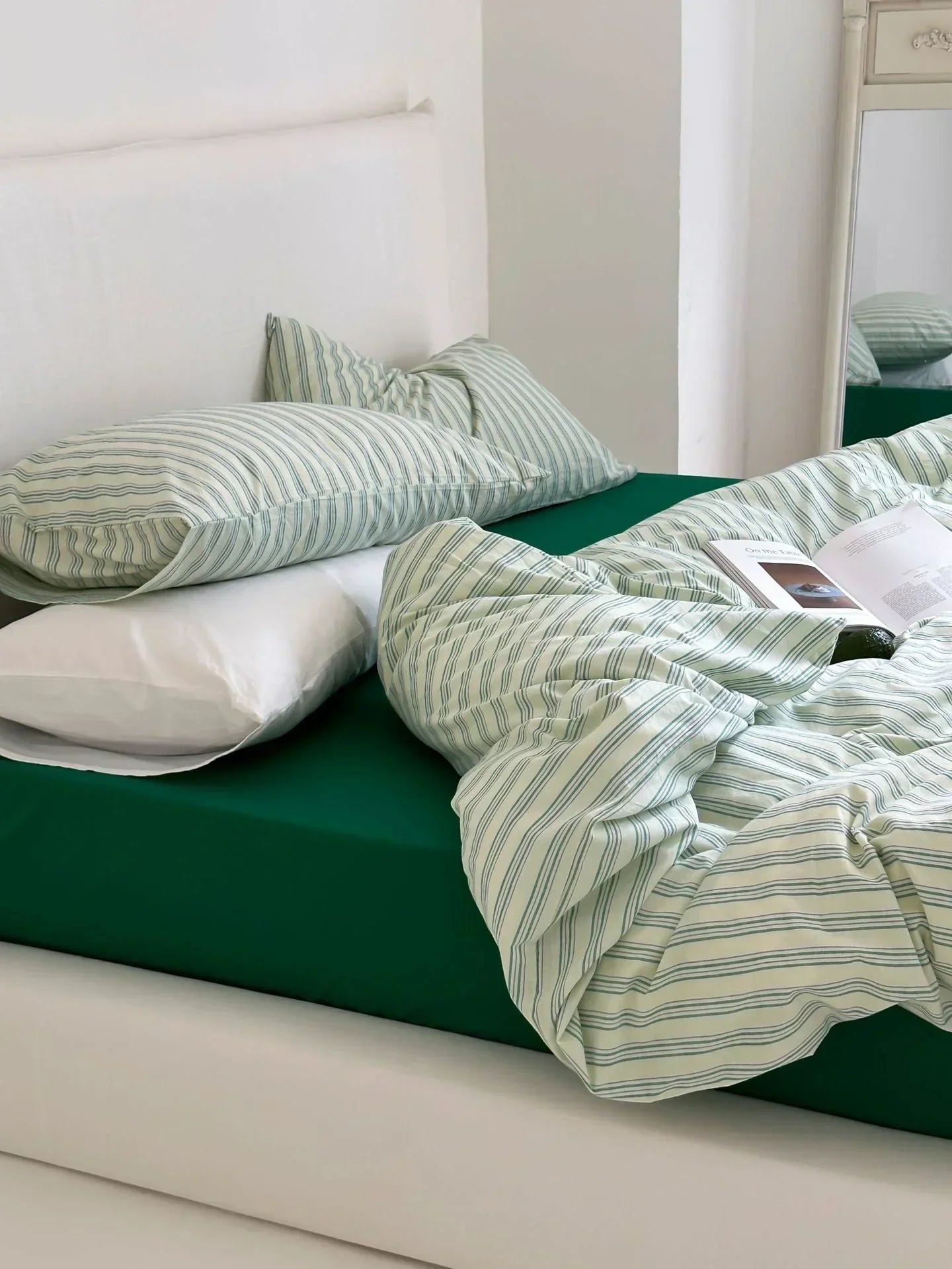Refreshing Stripe Bedding Set / Forest Green Ever Lasting