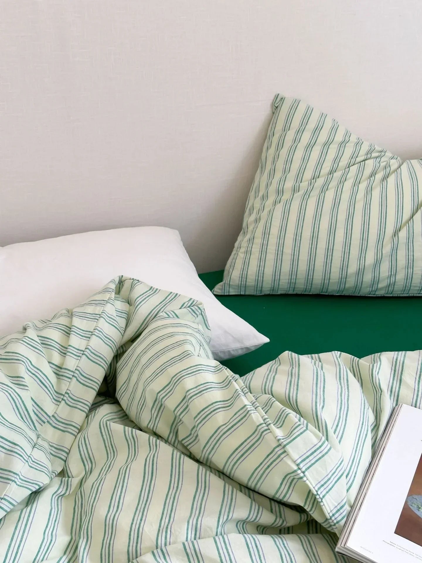 Refreshing Stripe Bedding Set / Forest Green Ever Lasting