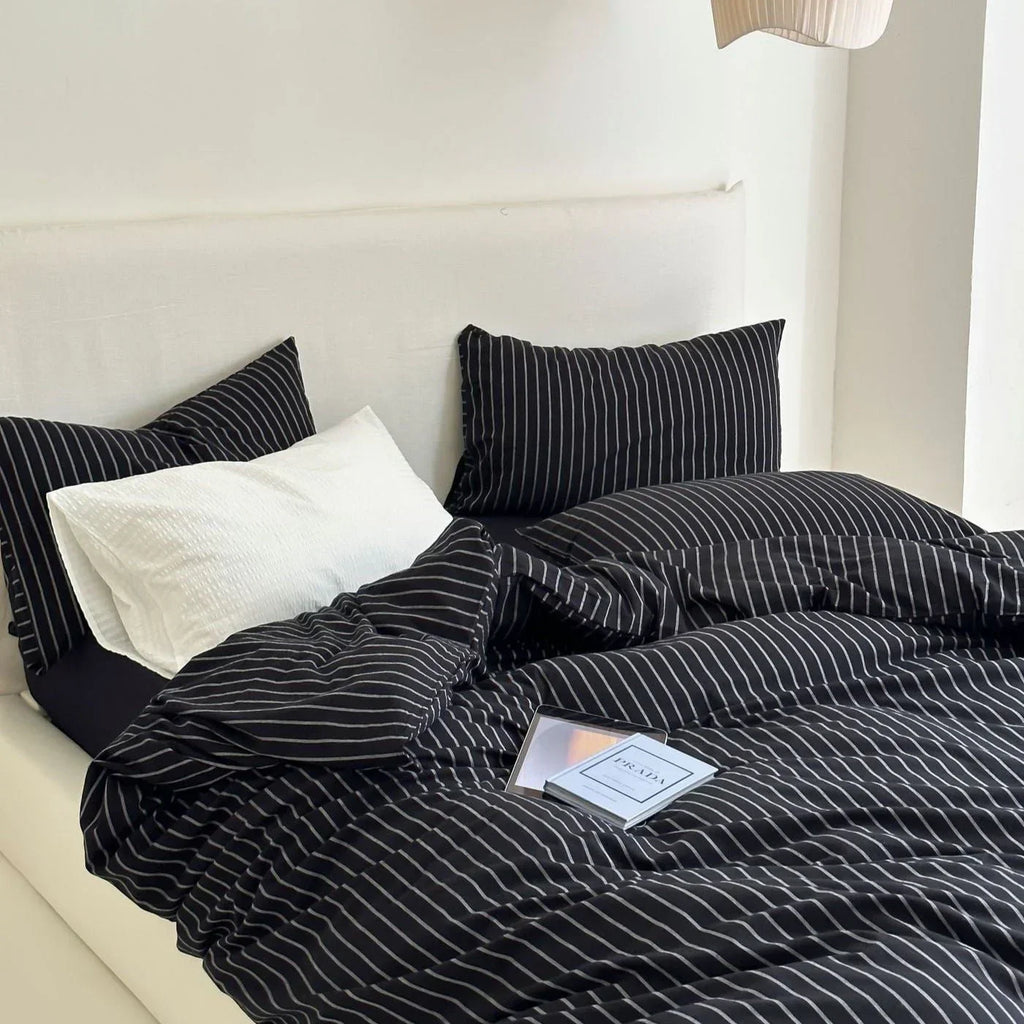 Refreshing Stripe Bedding Set / Forest Green Ever Lasting