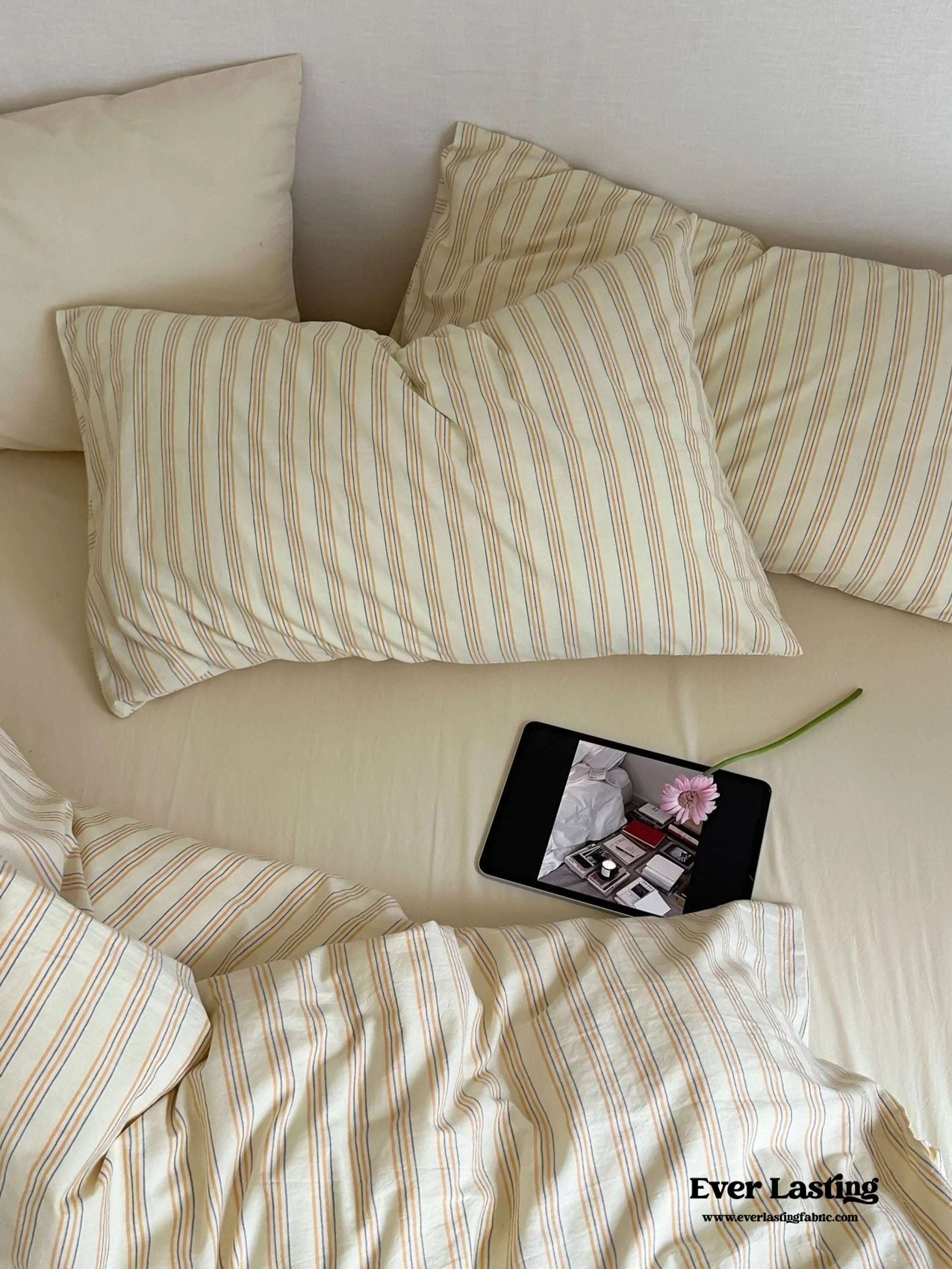 Refreshing Stripe Bedding Set / Yellow Ever Lasting