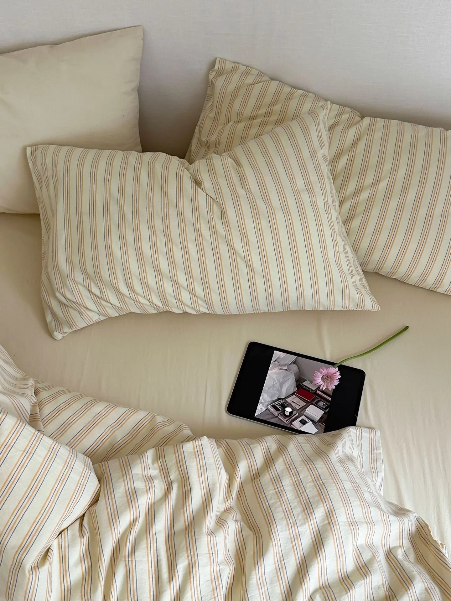 Refreshing Stripe Bedding Set / Yellow Ever Lasting