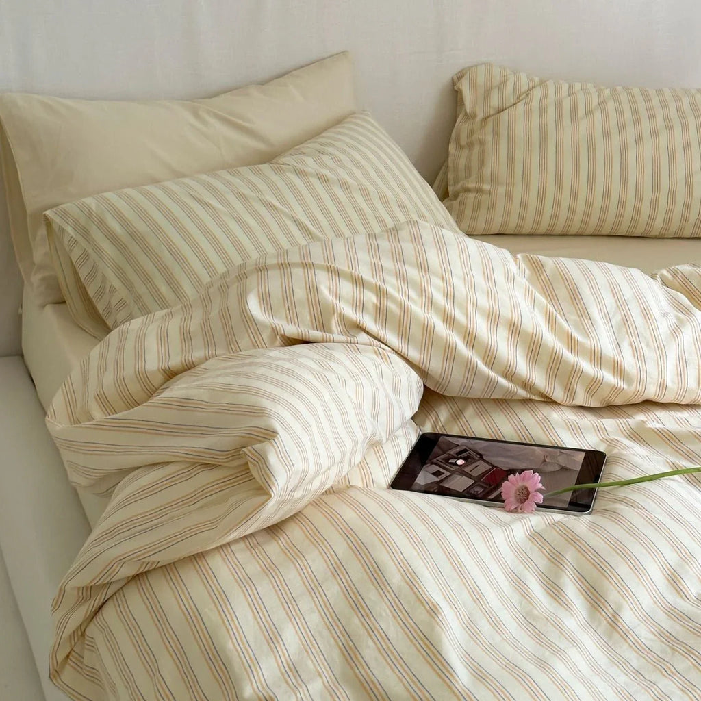 Refreshing Stripe Bedding Set / Yellow Ever Lasting