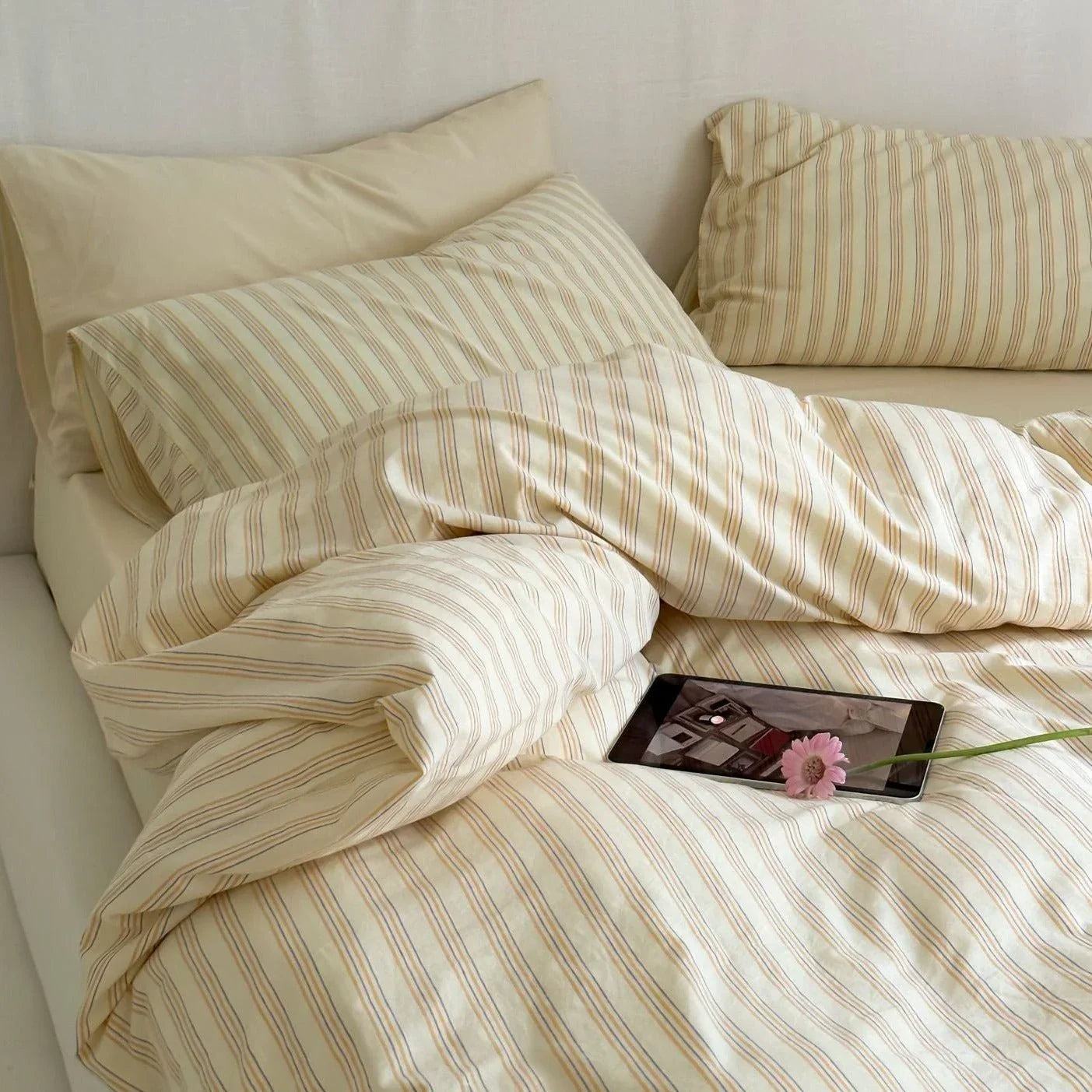 Refreshing Stripe Bedding Set / Yellow Ever Lasting