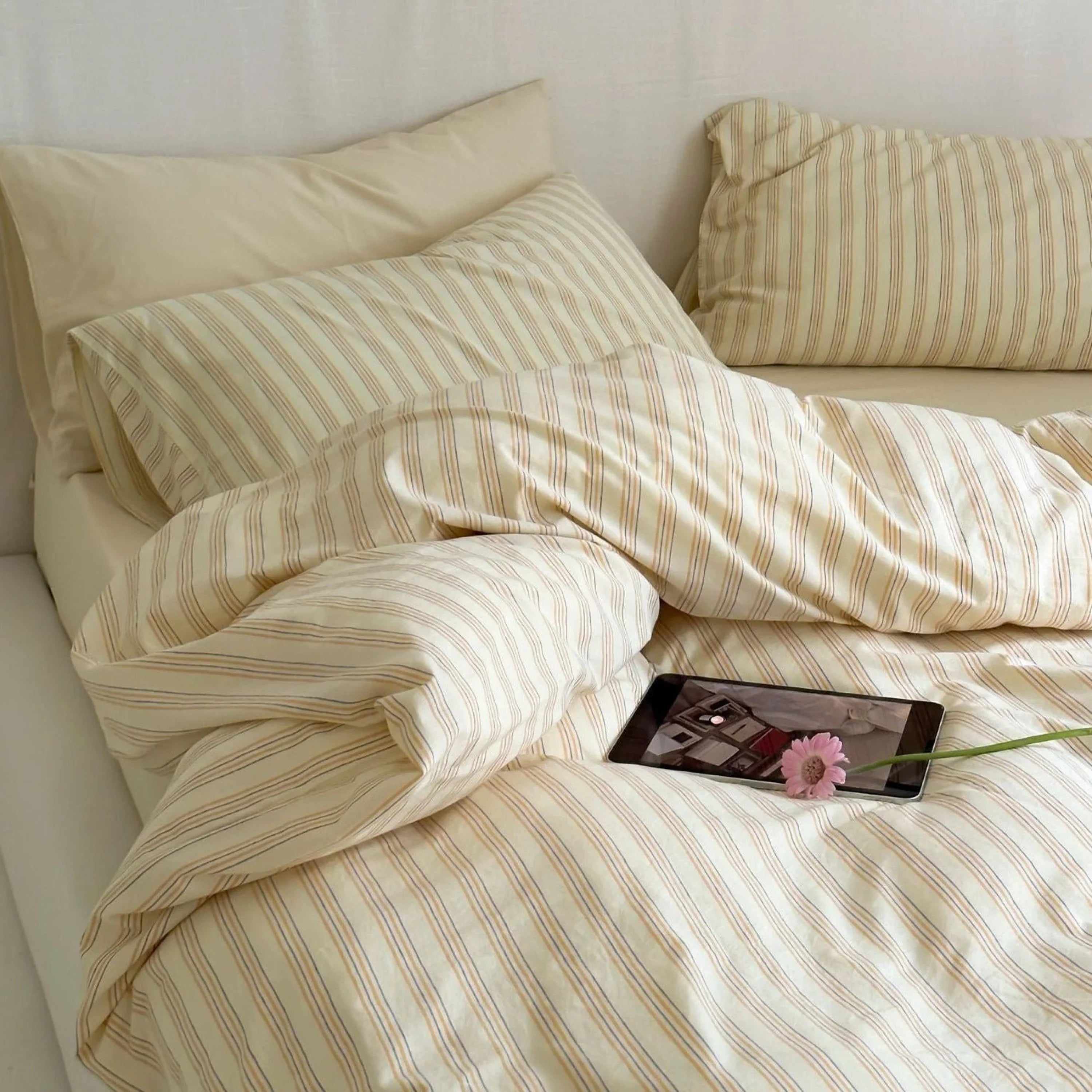 Refreshing Stripe Bedding Set / Yellow Ever Lasting