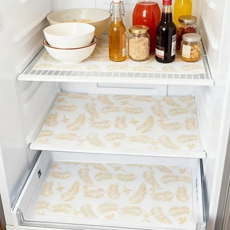Refrigerator Pad - Non-Slip Golden Leaf Waterproof
