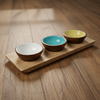House of Avana Mango Wood Condiment Set with Enamel Bowls