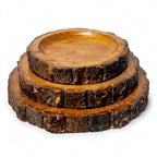 House of Avana Round Tree Mango Wood Platter Set of 3