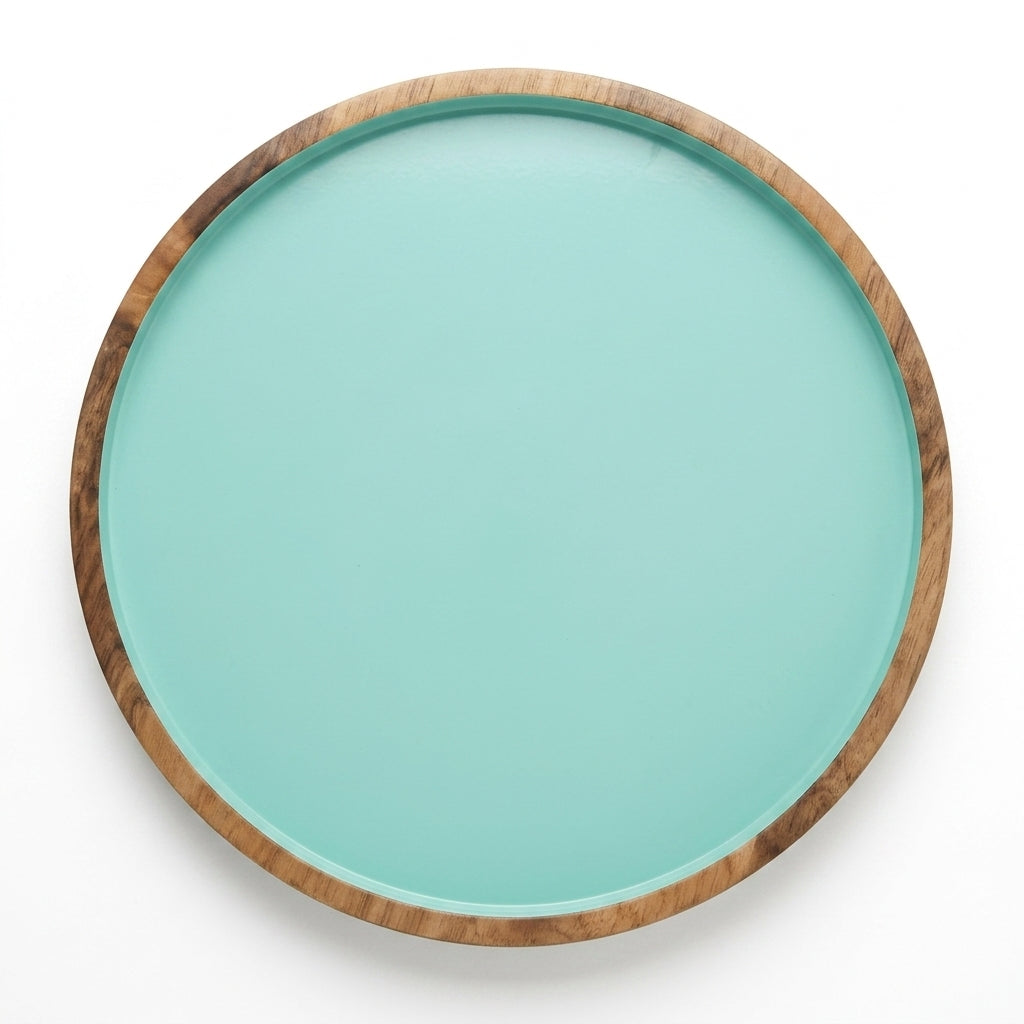 House of Avana Blue Round Mango Wood Platter