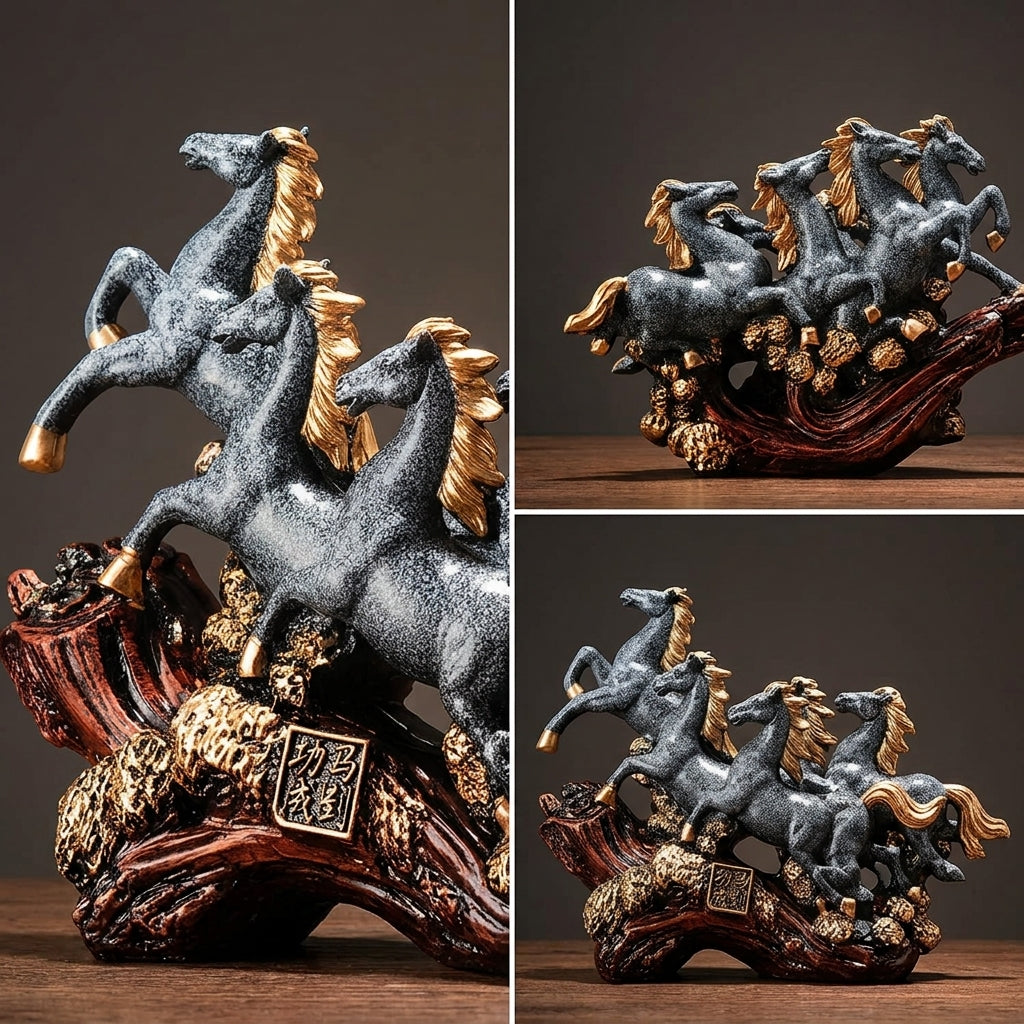 Eight Galloping Horses Resin Sculpture Decorative Table Accent - view 17