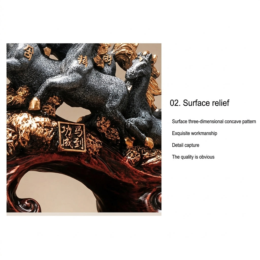 Eight Galloping Horses Resin Sculpture Decorative Table Accent - view 19