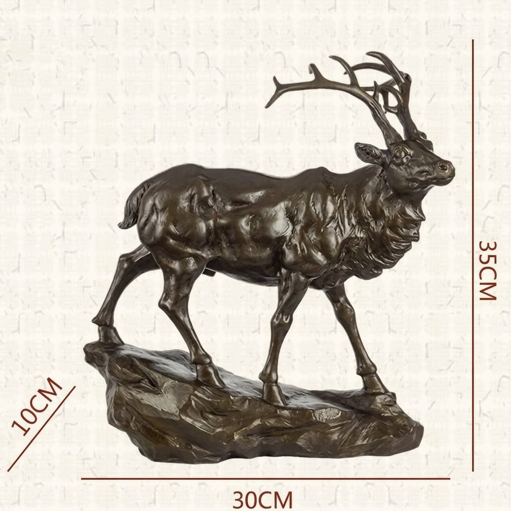 Bronze Deer Buck Decorative Sculpture for Living Room Tabletop Decor