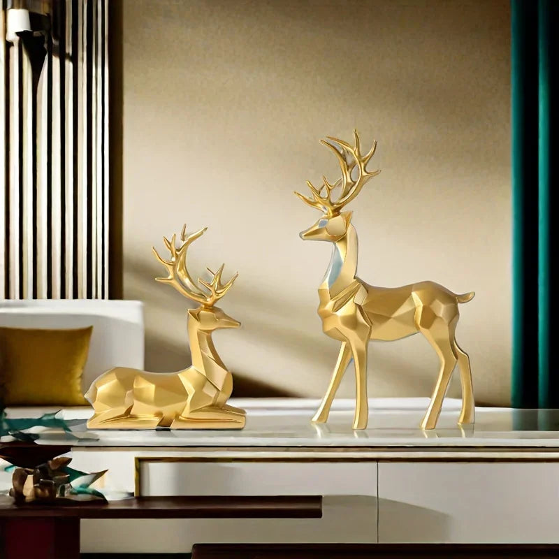 2pcs/set of reindeer, Christmas and New Year wedding small statue decoration, office desk, home decoration crafts, room decoration reindeer and TV cabinet creative reindeer accessories, perfect living room and warm decoration House Of Avana
