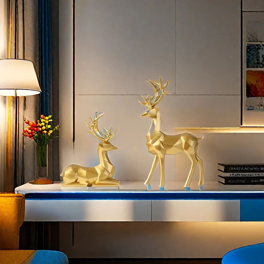 2pcs/set of reindeer, Christmas and New Year wedding small statue decoration, office desk, home decoration crafts, room decoration reindeer and TV cabinet creative reindeer accessories, perfect living room and warm decoration House Of Avana