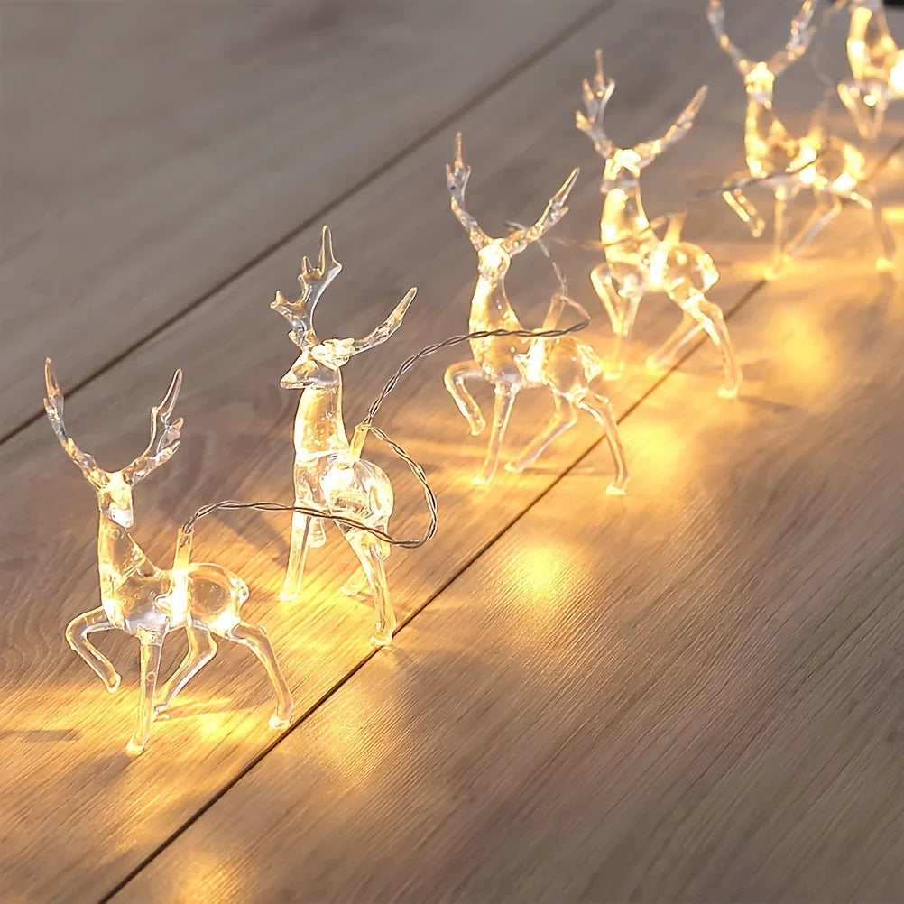 1pc Christmas Reindeer String Lights for New Year Christmas Trees Weddings Curtains Indoor Wreaths Parties Room Bedroom Decoration Lights, Powered By Battery Box (Battery Not Included) House Of Avana [[SKU:HOA-GDN-021]]