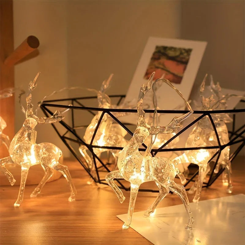 1pc Christmas Reindeer String Lights for New Year Christmas Trees Weddings Curtains Indoor Wreaths Parties Room Bedroom Decoration Lights, Powered By Battery Box (Battery Not Included) House Of Avana [[SKU:HOA-GDN-021]]