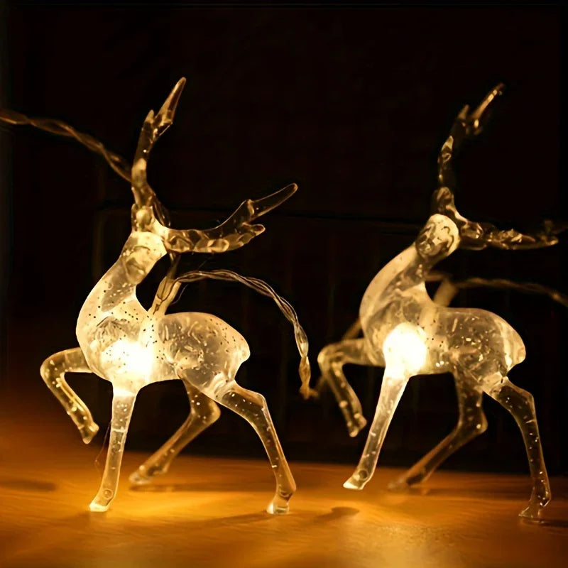 1pc Christmas Reindeer String Lights for New Year Christmas Trees Weddings Curtains Indoor Wreaths Parties Room Bedroom Decoration Lights, Powered By Battery Box (Battery Not Included) House Of Avana [[SKU:HOA-GDN-021]]