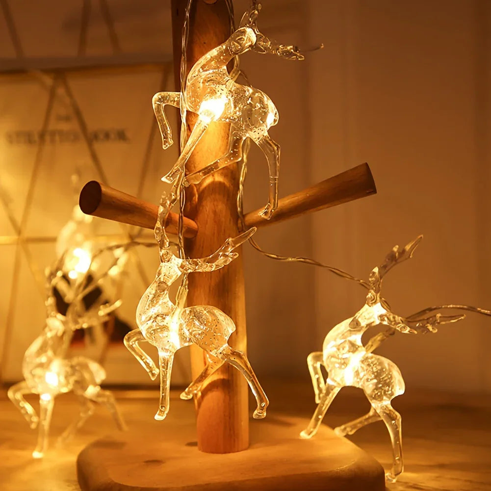 1pc Christmas Reindeer String Lights for New Year Christmas Trees Weddings Curtains Indoor Wreaths Parties Room Bedroom Decoration Lights, Powered By Battery Box (Battery Not Included) House Of Avana [[SKU:HOA-GDN-021]]