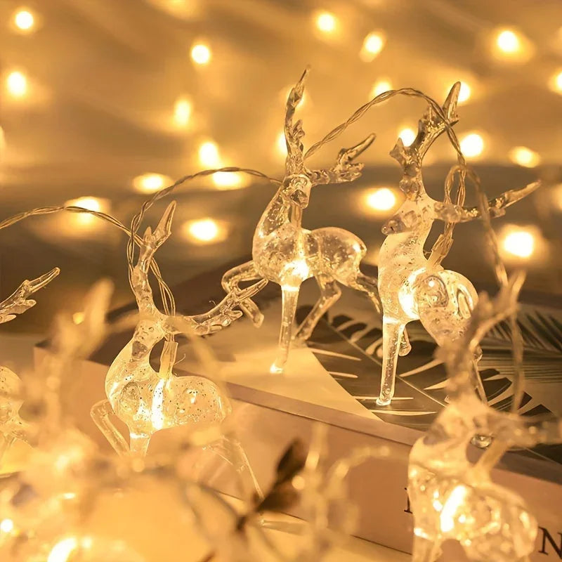 1pc Christmas Reindeer String Lights for New Year Christmas Trees Weddings Curtains Indoor Wreaths Parties Room Bedroom Decoration Lights, Powered By Battery Box (Battery Not Included) House Of Avana [[SKU:HOA-GDN-021]]