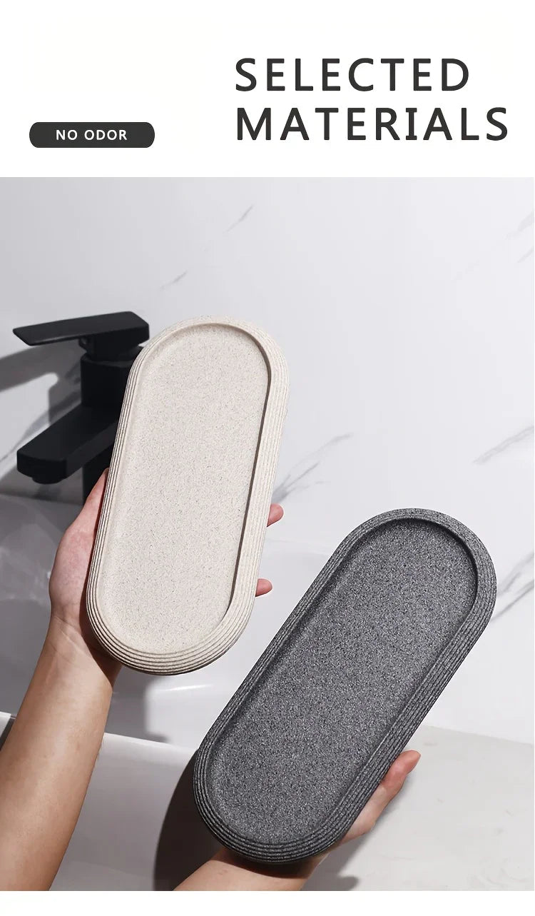 [Resin Art Tray] Elegant Resin Art Striped Bathroom Vanity Tray | Oval Design with Textured Surface, Bathroom Organizer, Neutral Tone Tray, Bathroom Decor And Accessories House Of Avana