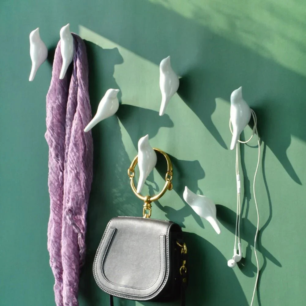 Resin Bird Wall Hook - Heavy Duty Key Holder with 3d Design, back view - House Of Avana [[SKU:HOA-STO-409]]