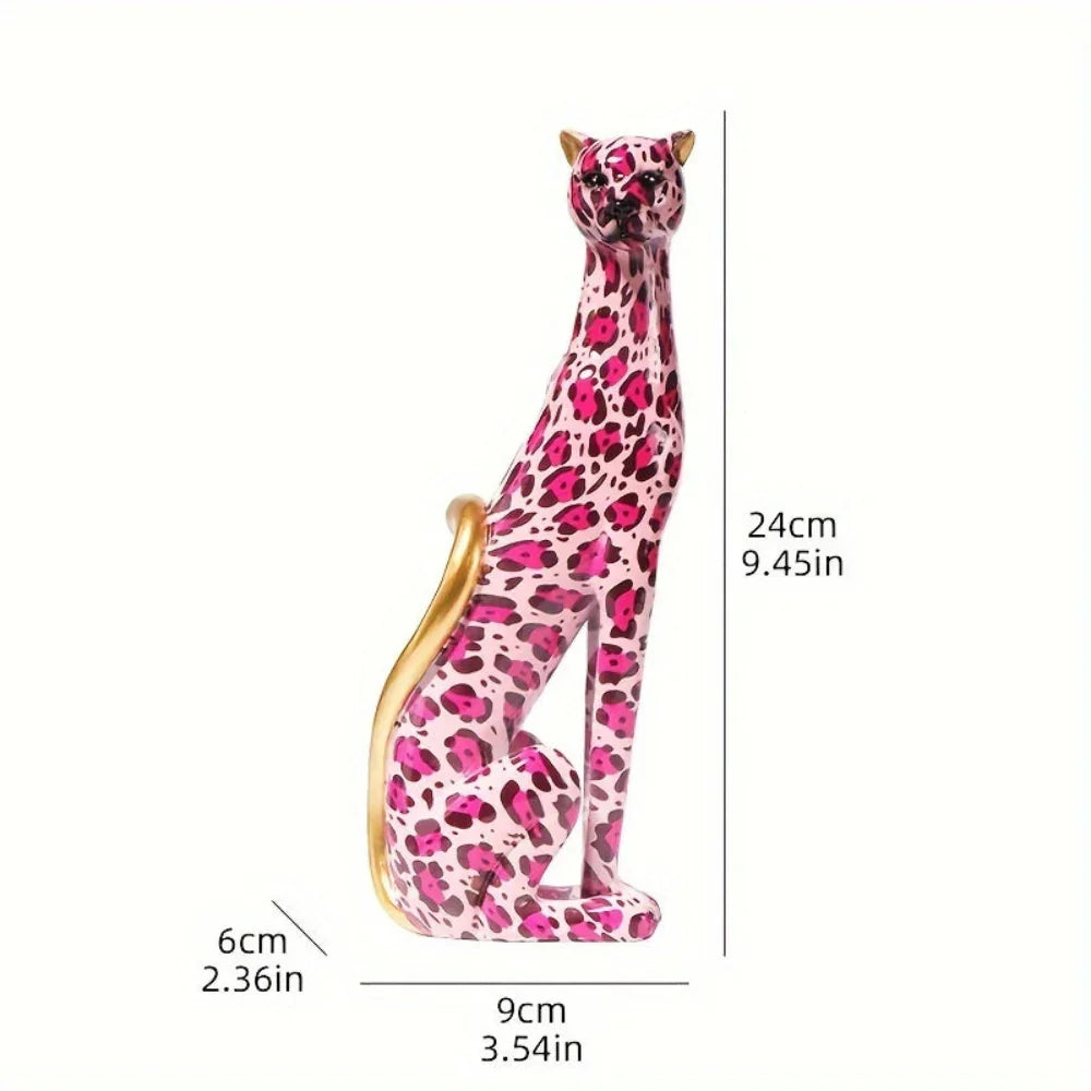 Resin Cheetah Figurine with Colorful Water Transfer Print - Cartoon Theme Decorative Statue for Various Room Types, Indoor & Outdoor, Ideal for Christmas, Halloween, Easter, Hanukkah, Thanksgiving - No Electricity Required - House Of Avana