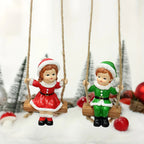 2pcs of home Christmas swing boy and girl pendants, home wall hanging statue decorations, Christmas tree decoration pendants, family holiday window sill decorations, creative garden courtyard decorations, suitable for Christm House Of Avana [[SKU:HOA-XMS-057]]