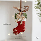 3 different shapes of wreath Christmas tree decoration pendants, resin material (with horses, bells, socks), with ribbons, pine cones and other decorations; suitable for Christmas tree decoration or room wall decoration, holi House Of Avana [[SKU:HOA-XMS-061]]
