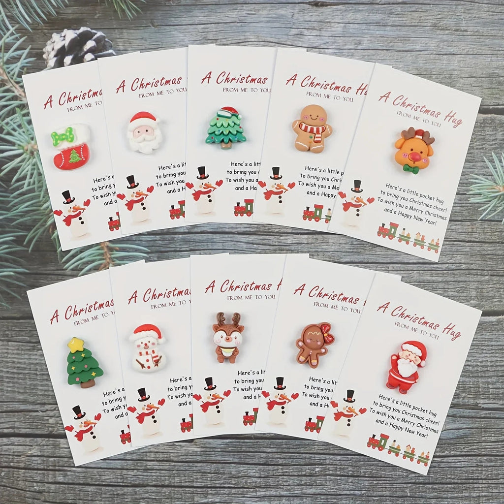 Set of 10, Adorable Resin Holiday Presents, Trendy Christmas Gifts, Pocket Hugs, Supportive Gifts for Loved Ones, Christmas Decorations House Of Avana [[SKU:HOA-XMS-062]]