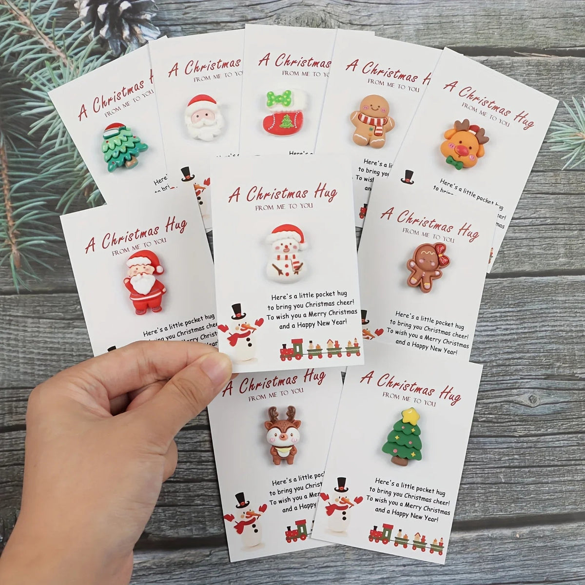Set of 10, Adorable Resin Holiday Presents, Trendy Christmas Gifts, Pocket Hugs, Supportive Gifts for Loved Ones, Christmas Decorations House Of Avana [[SKU:HOA-XMS-062]]