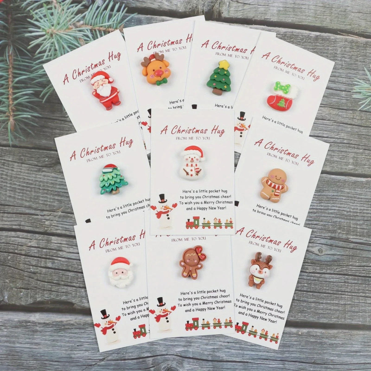 Set of 10, Adorable Resin Holiday Presents, Trendy Christmas Gifts, Pocket Hugs, Supportive Gifts for Loved Ones, Christmas Decorations House Of Avana [[SKU:HOA-XMS-062]]