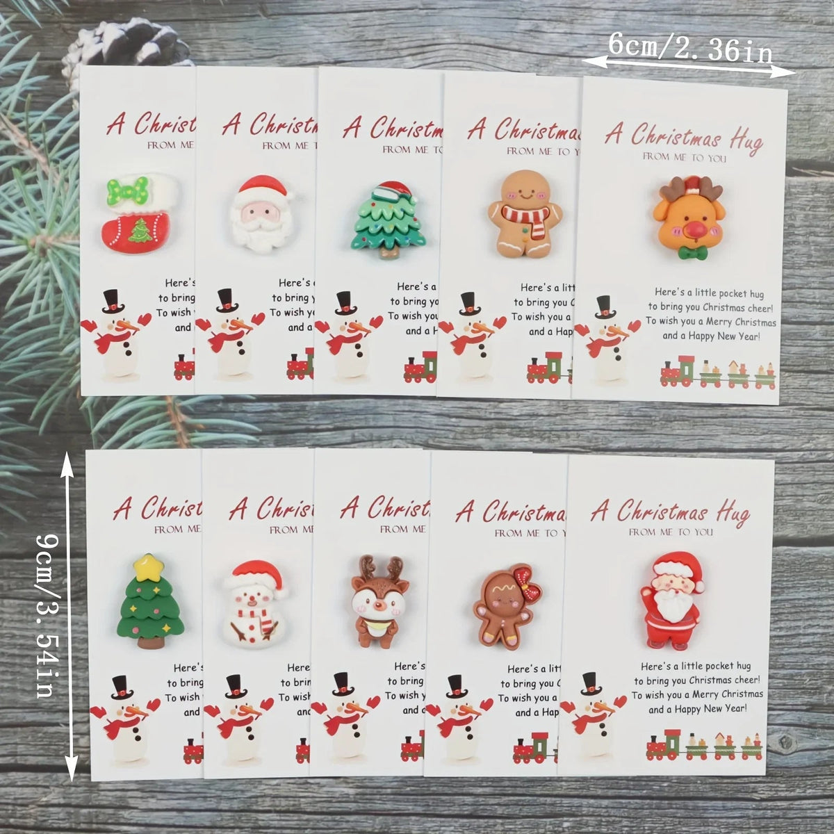 Set of 10, Adorable Resin Holiday Presents, Trendy Christmas Gifts, Pocket Hugs, Supportive Gifts for Loved Ones, Christmas Decorations House Of Avana [[SKU:HOA-XMS-062]]