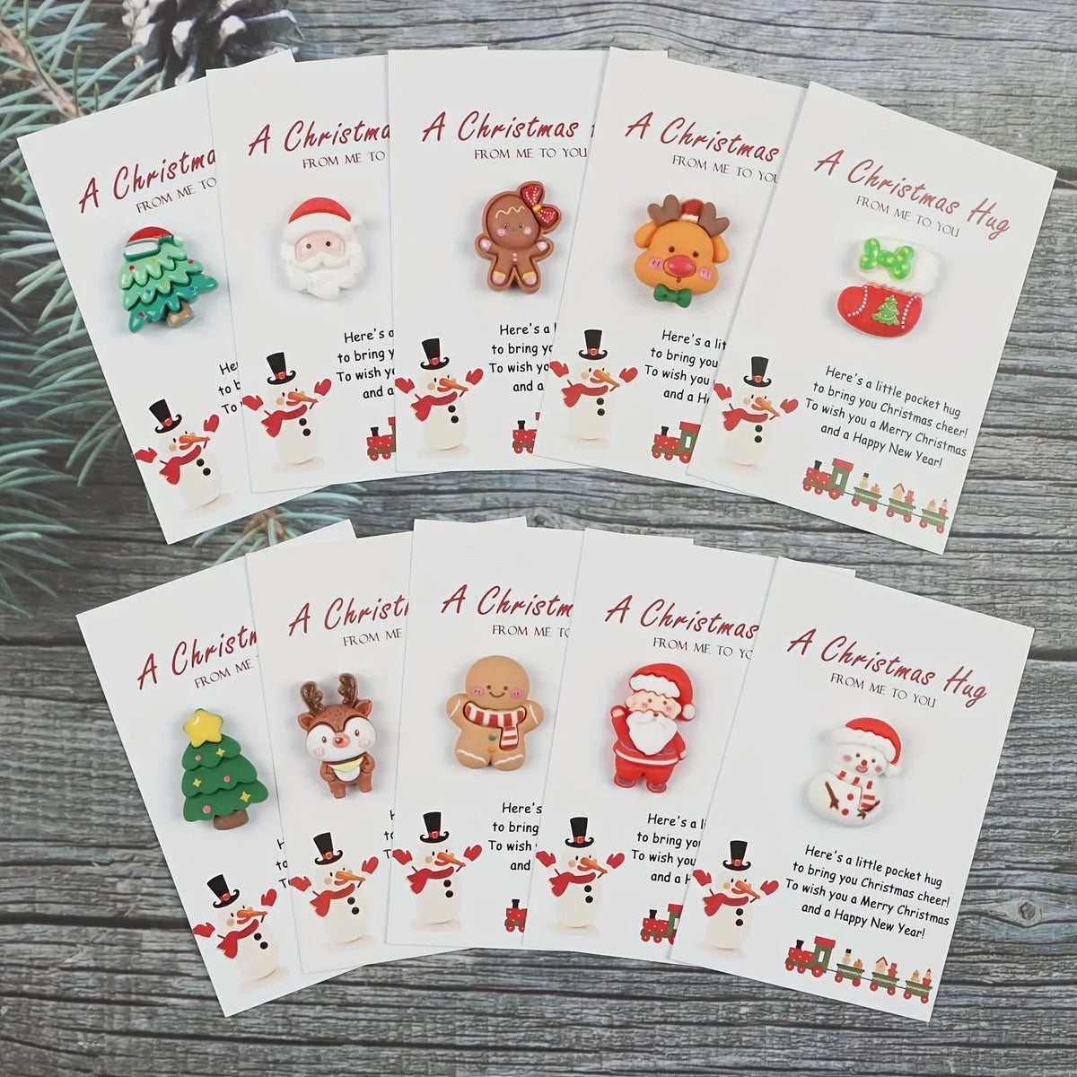 Set of 10, Adorable Resin Holiday Presents, Trendy Christmas Gifts, Pocket Hugs, Supportive Gifts for Loved Ones, Christmas Decorations House Of Avana [[SKU:HOA-XMS-062]]