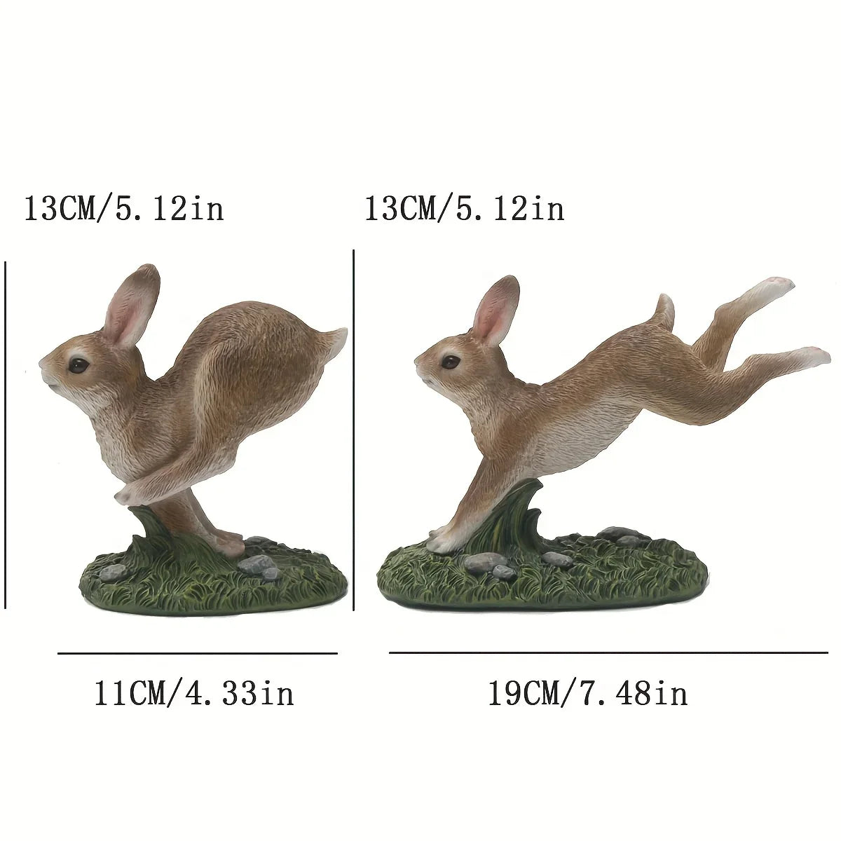 A Couple of Decorative Rabbit Figurines for Garden, Patio, or Balcony Landscaping., angled view - House Of Avana