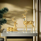 2pcs/set of reindeer, Christmas and New Year wedding small statue decoration, office desk, home decoration crafts, room decoration reindeer and TV cabinet creative reindeer accessories, perfect living room and warm decoration House Of Avana [[SKU:HOA-GDN-022]]