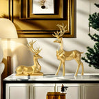 2pcs/set of reindeer, Christmas and New Year wedding small statue decoration, office desk, home decoration crafts, room decoration reindeer and TV cabinet creative reindeer accessories, perfect living room and warm decoration House Of Avana [[SKU:HOA-GDN-022]]