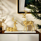 2pcs/set of reindeer, Christmas and New Year wedding small statue decoration, office desk, home decoration crafts, room decoration reindeer and TV cabinet creative reindeer accessories, perfect living room and warm decoration House Of Avana [[SKU:HOA-GDN-022]]