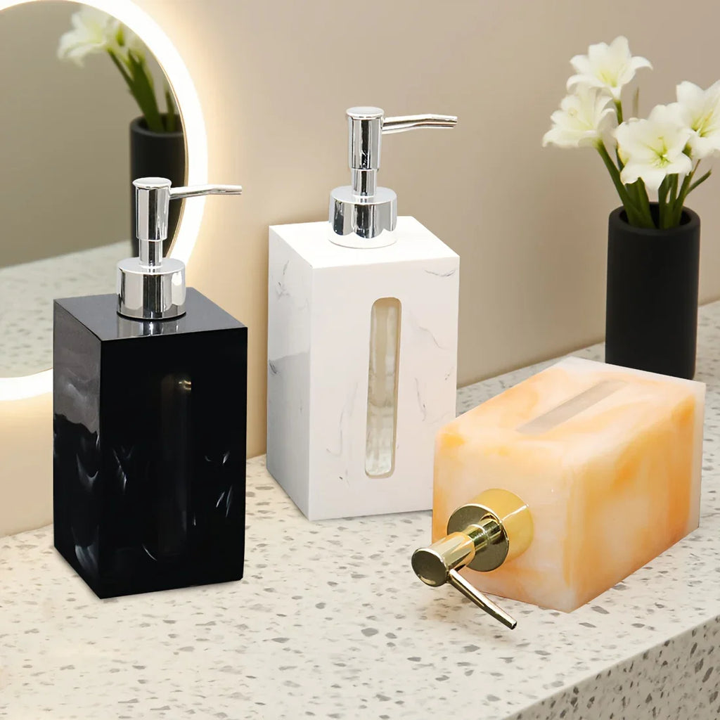 Resin Soap Dispenser, Freestanding Countertop Lotion Pump Bottle, Visible Capacity Liquid Hand Soap Dispenser, No Electricity Needed, for Bathroom, Kitchen, Laundry Room, Shampoo, Body Wash, Lotion House Of Avana