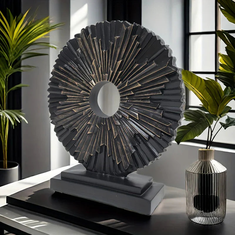 Resin Solar Flower Sculpture - Space Themed Decorative Figurine - Solar Powered, No Electricity Needed - For Indoor Display in Living Room, Entryway, Bedroom - Perfect Gift for Holidays, Birthdays & Housewarming - House Of Avana