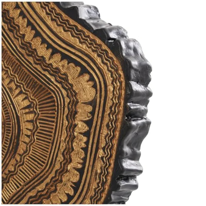 Resin Tribal Abstract Carved Wall Sculpture Statue with Black Stand & Wavy Edge Accent - Large 11"x3"x17" Brown Plastic Figurine, Vintage Modern Home Decor for Weddings, Living Room, Office - Durable Indoor/Outdoor Decoration House Of Avana
